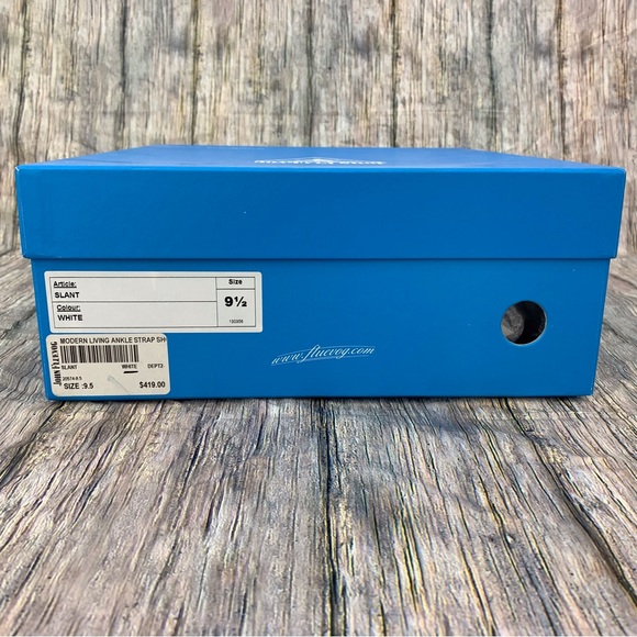 John Fluevog Modern Living Slant White Ankle Strap Heels, 9.5 - Picture 16 of 16